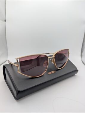 Max Mara Menton-3 Gold Violet Cat Eye Sunglasses MM0141 NWT Case Included